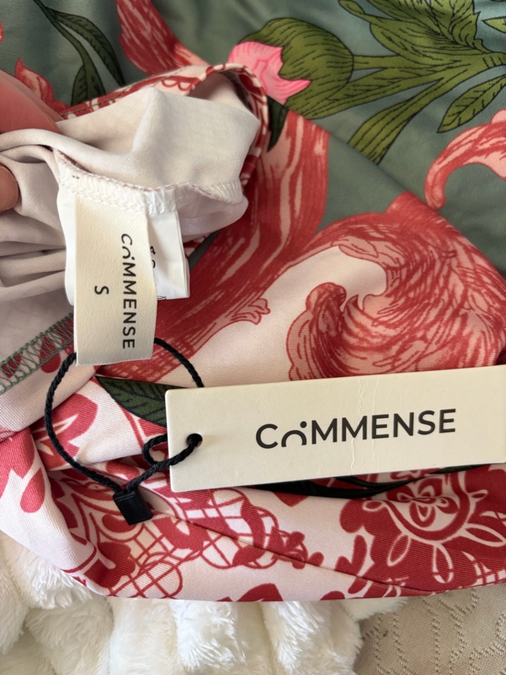 Commense Sage Green Maxi Dress with Pink Floral Detail - Picture 7 of 7